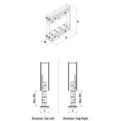 PORTE BOUTEILLE AVEC RAIL CACHÉ 15CM DIRECTION DROITE STARAX STARAX - 2