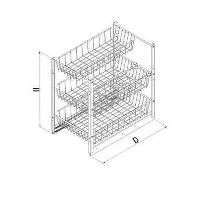 KIT DE 3 PANIERS ET UN PORTE BOUTEILLE CHROMÉ 30CM STARAX