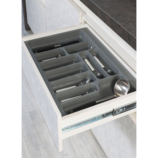 RANGE COUVERTS EN PLASTIQUE POUR TIROIR DE CUISINE GRIS 30CM STARAX