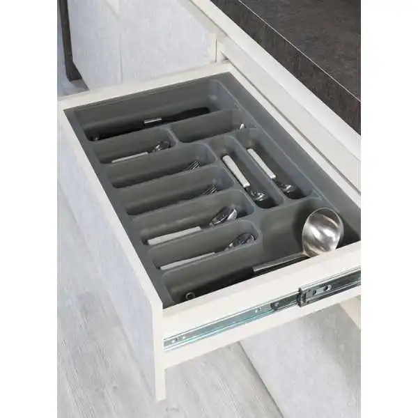 RANGE COUVERTS EN PLASTIQUE POUR TIROIR DE CUISINE GRIS 90CM STARAX