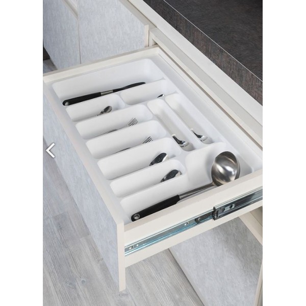 RANGE COUVERTS EN PLASTIQUE POUR TIROIR DE CUISINE BLANC 60CM STARAX