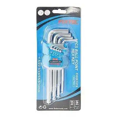 CLE MALE SIX PANS TETE SPHERIQUE JEU DE 9 PIECES COURT FIXTEC