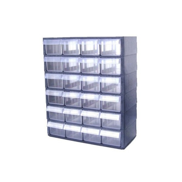 BLOC DE 24 TIROIRS TRANSPARENT DIMENSIONS TIROIRS 7,5×10×20CM ELSO