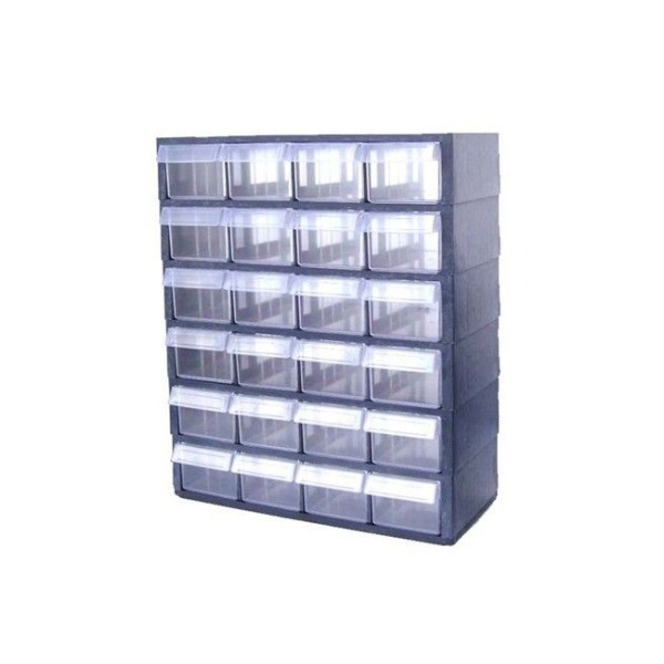 BLOC DE 24 TIROIRS TRANSPARENT PP DIMENSIONS TIROIRS 5×7,5×15CM ELSO