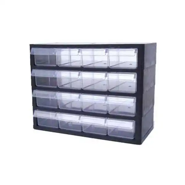 BLOC DE 16 TIROIRS TRANSPARENT PP DIMENSIONS TIROIRS 5×7,5×15CM ELSO