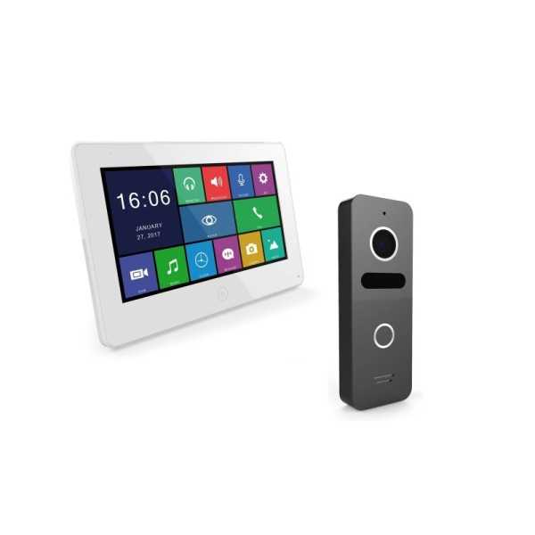 VIDEOPHONE LYDIA MONITEUR BLANC 7'' AVEC PLAQUE DE RUE LOTUS SOMEF