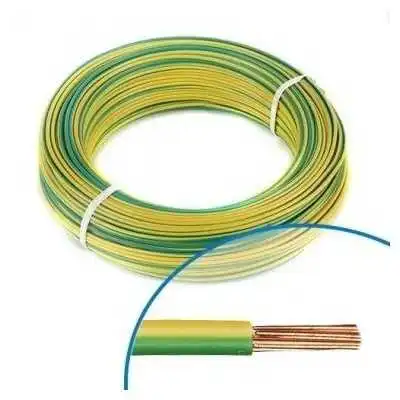 FIL SOUPLE H07VK4 VERT JAUNE 100M - 1