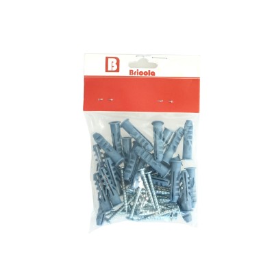 VIS TOLE TETE FRAISEE BOMBEE PZ 4.2*38MM AVEC CHEVILLE DE 8 ACIER ZINGUE LOT DE 25 BRICOLA BRICOLA - 1