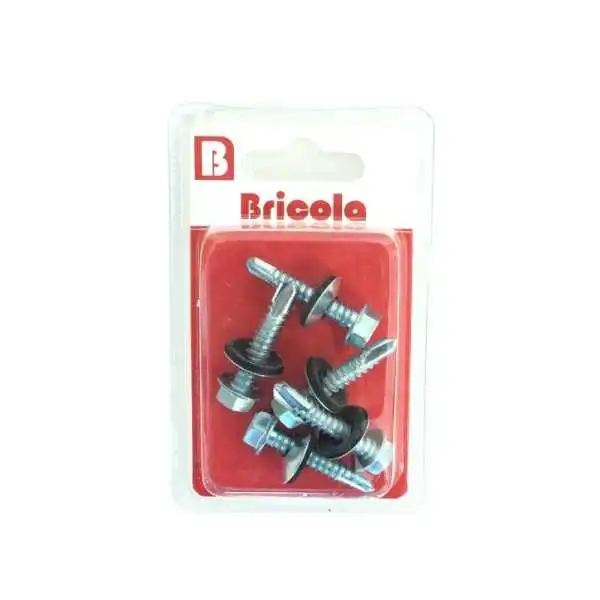 LOT DE 5 VIS AUTOPERCEUSE AVEC RONDELLE TETE HEXAGONALE 6.3*32MM BRICOLA