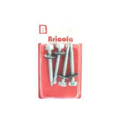 LOT DE 4 VIS AUTOPERCEUSE AVEC RONDELLE TETE HEXAGONALE 6.3*50MM BRICOLA