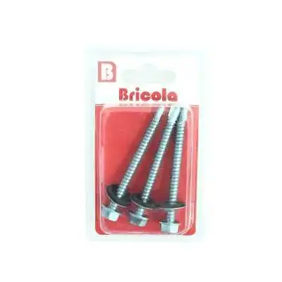 LOT DE 3 VIS AUTOPERCEUSE AVEC RONDELLE TETE HEXAGONALE 6.3*63MM BRICOLA