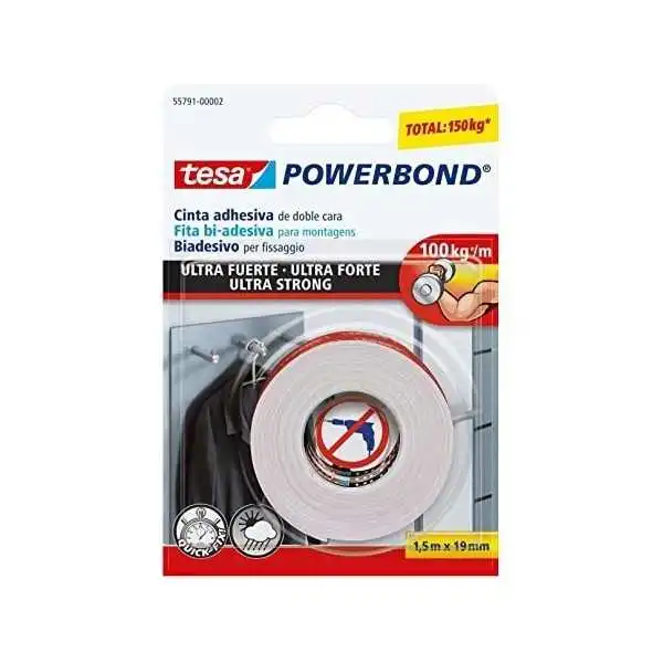 ADHÉSIF DOUBLE FACE ULTRA FORT POWERBOND 19MMx1,5M TESA
