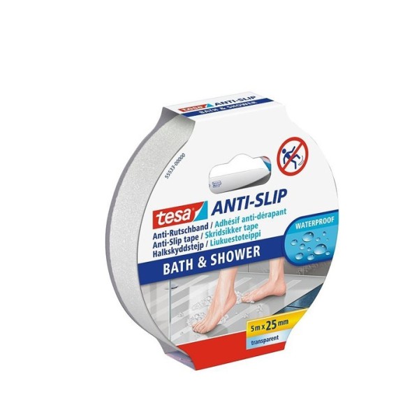 ADHÉSIF ANTIDÉRAPANT BAIN ET DOUCHE 5Mx25MM TESA
