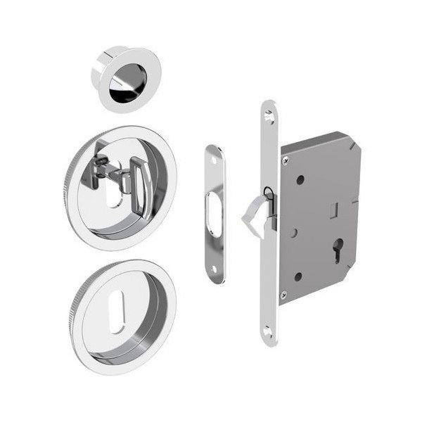 KIT SERRURE À CLÉ POUR PORTE COULISSANTE CHROMÉ FORME