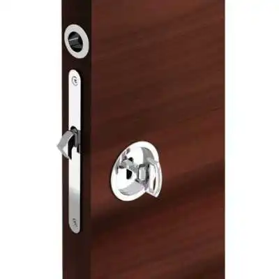 KIT SERRURE À CLÉ POUR PORTE COULISSANTE CHROMÉ FORME  - 3