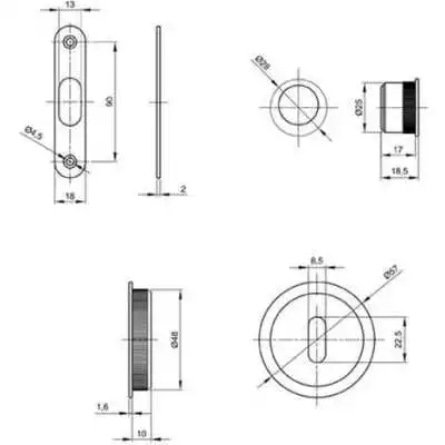 KIT SERRURE À CLÉ POUR PORTE COULISSANTE CHROMÉ FORME  - 5