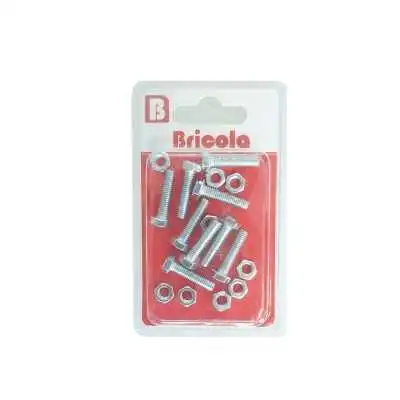 LOT DE 9 BOULON HEXAGONALE M5*20MM ACIER ZINGUE BRICOLA