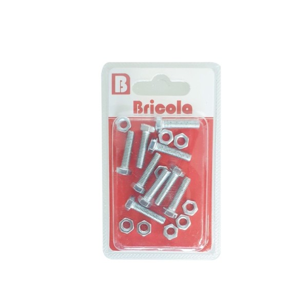 LOT DE 9 BOULON HEXAGONALE M5*20MM ACIER ZINGUE BRICOLA