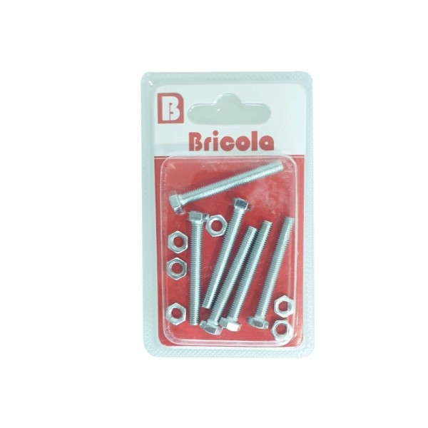 LOT DE 6 BOULON HEXAGONALE M5*40MM ACIER ZINGUE BRICOLA