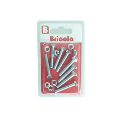 LOT DE 8 BOULON HEXAGONALE M5*30MM ACIER ZINGUE BRICOLA