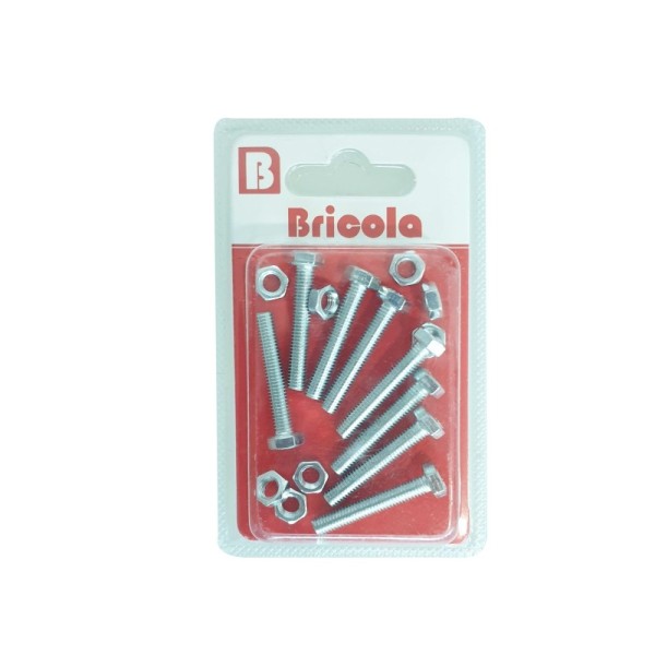 LOT DE 8 BOULON HEXAGONALE M5*30MM ACIER ZINGUE BRICOLA