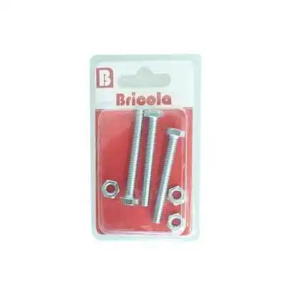 LOT DE 3 BOULON HEXAGONALE M6*50MM ACIER ZINGUE BRICOLA