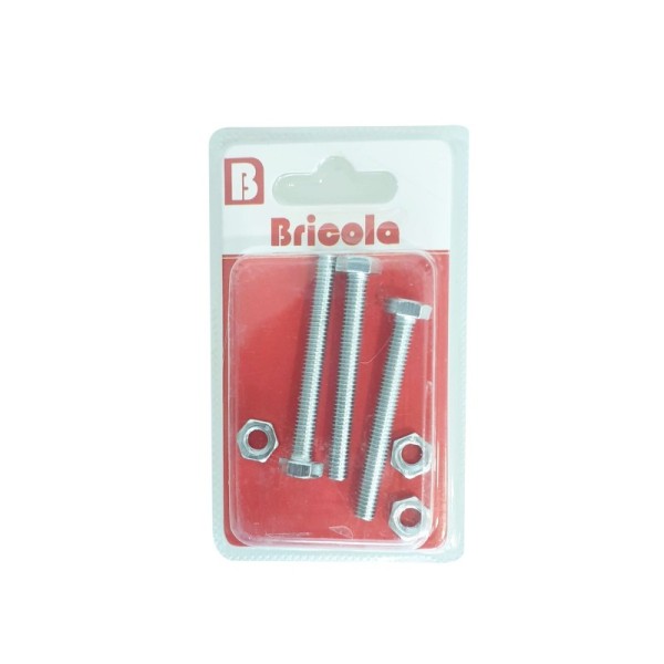 LOT DE 3 BOULON HEXAGONALE M6*50MM ACIER ZINGUE BRICOLA