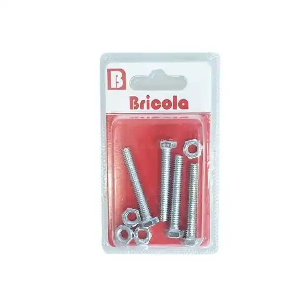 LOT DE 4 BOULONS HEXAGONAUX M6*40MM ACIER ZINGUE BRICOLA