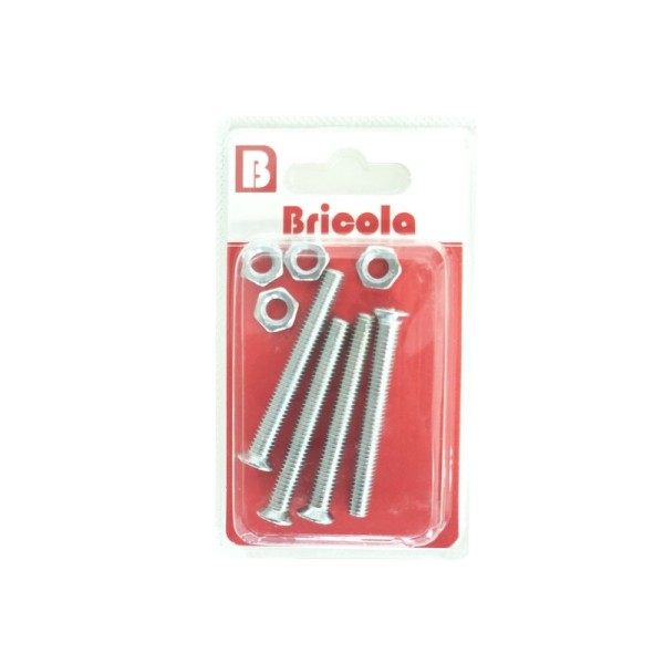 LOT DE 4 BOULON TETE FRAISÉE PLATE M6*50MM ACIER ZINGUE BRICOLA