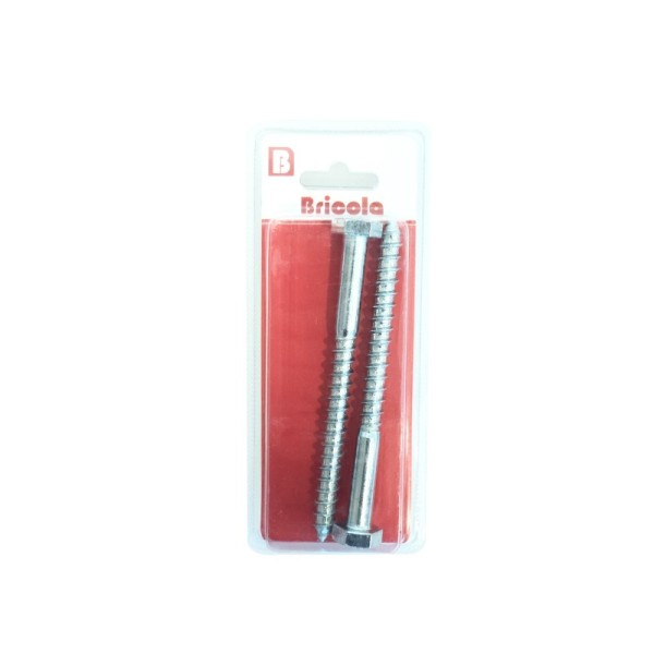 LOT DE 2 TIREFONDS TETE HEXAGONALE 10*120MM BRICOLA