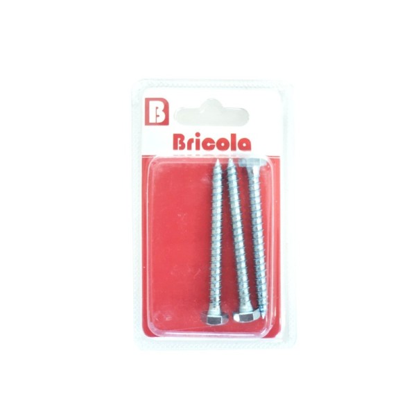 LOT DE 3 TIREFONDS TETE HEXAGONALE 6*60MM BRICOLA