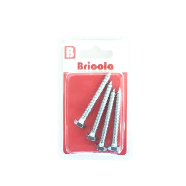 LOT DE 4 TIREFONDS TETE HEXAGONALE 6*50MM BRICOLA