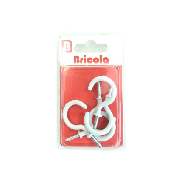 LOT DE 5 PITON À VIS BOIS OEIL OUVERT BLANC Ø 12MM BRICOLA