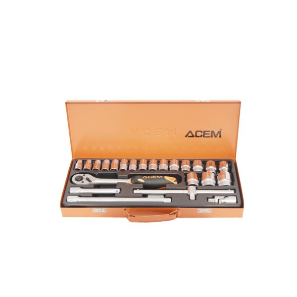 COFFRET DE DOUILLES 1/2" 6PANS ACEM