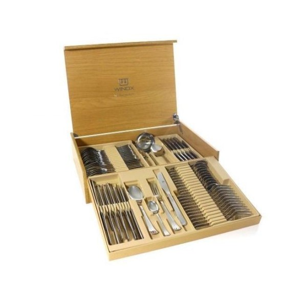 COFFRET MÉNAGÈRE EN BOIS DE 75 COUVERTS DE TABLE MORJANE WINOX