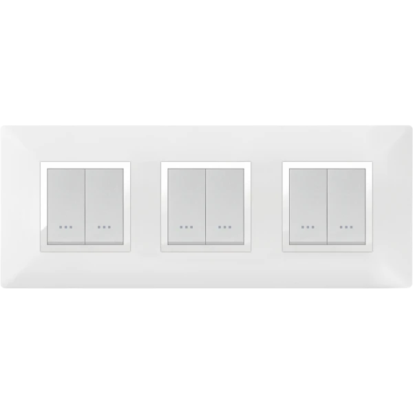 PLAQUE CARRÉE 6MODULES (2+2+2) BLANC/CHROMÉ ALPHA