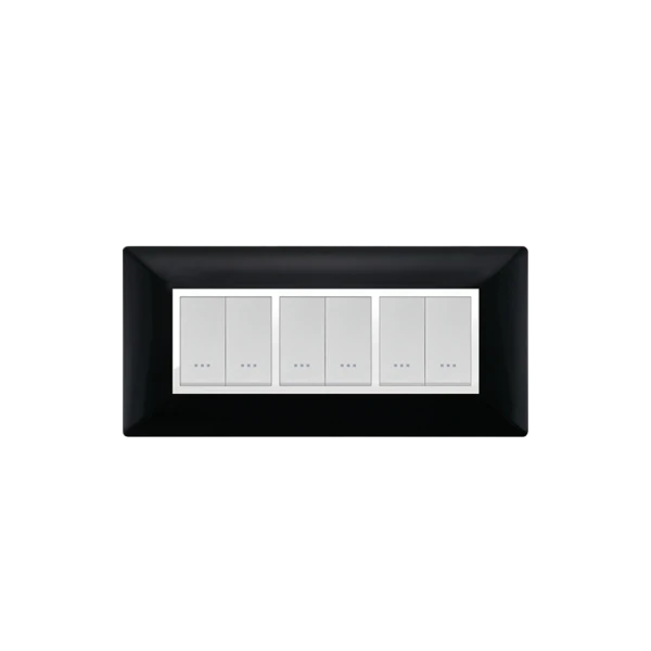 PLAQUE RECTANGULAIRE 6MODULES NOIR ALPHA