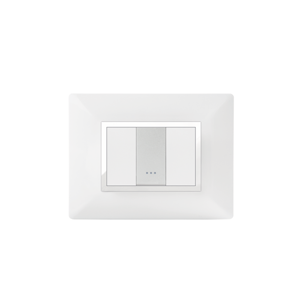 PLAQUE RECTANGULAIRE 1MODULE  BLANC/CHROMÉ ALPHA