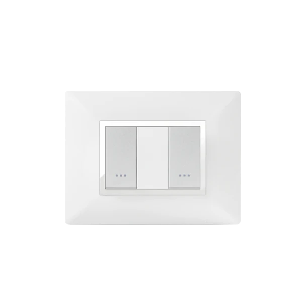 PLAQUE RECTANGULAIRE 2MODULES BLANC/CHROMÉ ALPHA