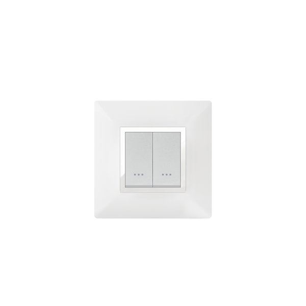 PLAQUE CARRÉE 2MODULES BLANC CHROMÉ ALPHA