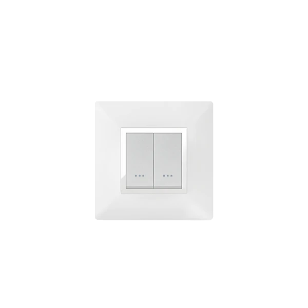 PLAQUE CARRÉE 2MODULES BLANC CHROMÉ ALPHA