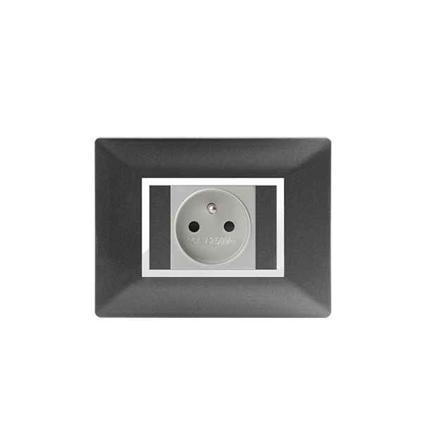 PLAQUE RECTANGULAIRE POUR PRISE NOIR MÉTALLISÉ ALPHA