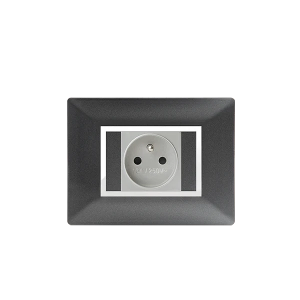 PLAQUE RECTANGULAIRE POUR PRISE NOIR MÉTALLISÉ ALPHA