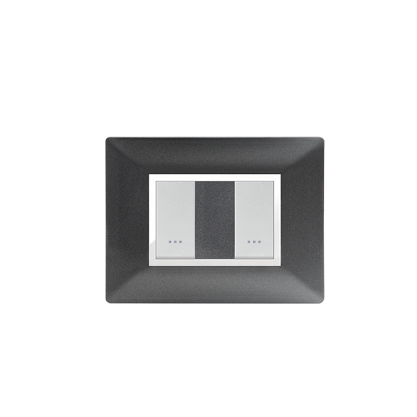 PLAQUE RECTANGULAIRE 2MODULES NOIR MÉTALLISÉ ALPHA