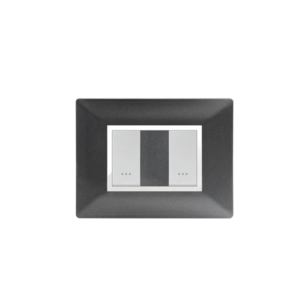 PLAQUE RECTANGULAIRE 2MODULES NOIR MÉTALLISÉ ALPHA