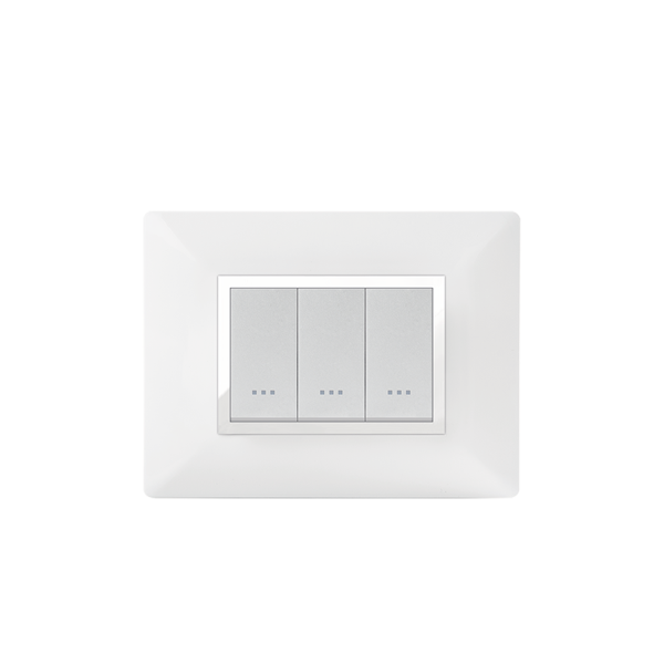 PLAQUE RECTANGULAIRE 3MODULES BLANC CHROMÉ ALPHA