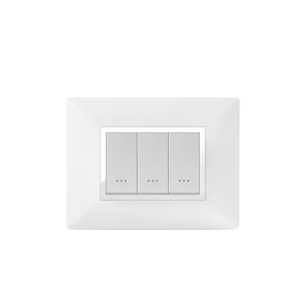 PLAQUE RECTANGULAIRE 3MODULES BLANC CHROMÉ ALPHA