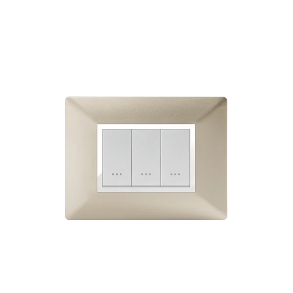 PLAQUE RECTANGULAIRE 3MODULES CHAMPAGNE ALPHA