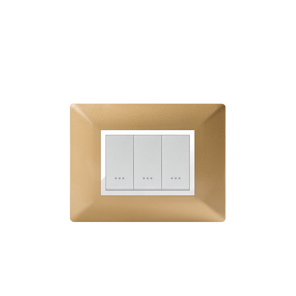 PLAQUE RECTANGULAIRE 3MODULES DORÉ ALPHA