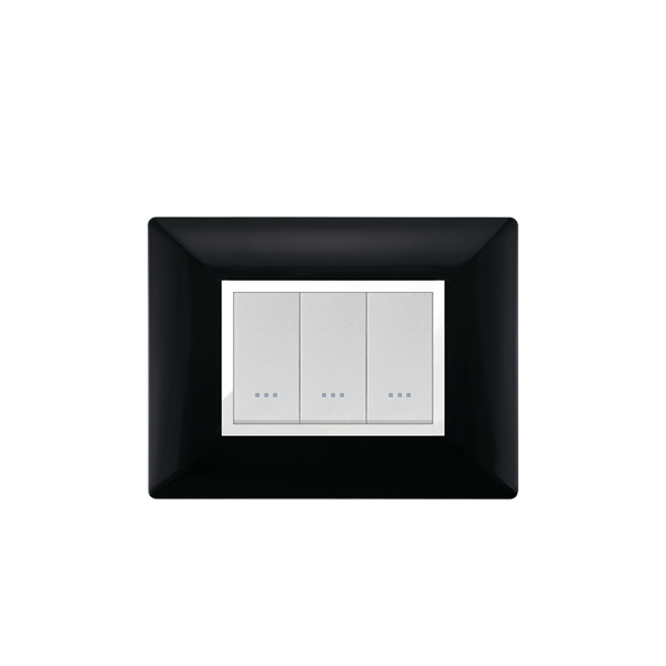 PLAQUE RECTANGULAIRE 3MODULES NOIR ALPHA